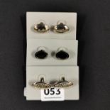 3 SETS OF SILVER DESIGNER CUFFLINKS