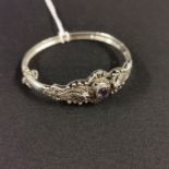 SILVER, AMETHYST & MARCASITE BANGLE