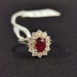 18CT WHITE GOLD RUBY & DIAMOND RING WITH 1 CARAT OF DIAMONDS