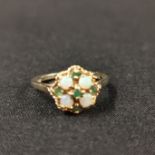 9 CARAT GOLD OPAL & EMERALD RING