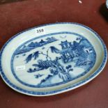 ANTIQUE BLUE & WHITE ORIENTAL PLATE