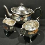 SILVER 3 PIECE TEA SERVICE - SHEFFIELD 1929