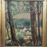 WILLIAM CONOR - OIL ON BOARD - PATH THROUGH THE WOODS - QUITE RARE TO GET AN OIL 23.5X19.25
