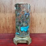 VICTORIAN CERAMIC VASE WITH BRASS BASE