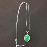 SILVER JADE SET PENDANT ON SILVER CHAIN