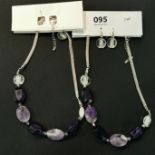 2 AMETHYST NECKLACES & EARRINGS SETS