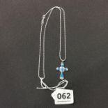 OPAL SET CROSS WITH SILVER CHAIN