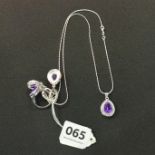 AMETHYST COLOURED NECKLACE AND RING SET