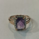 9CT GOLD AMETHYST AND DIAMOND RING