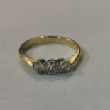 18CT GOLD 3 STONE DIAMOND RING