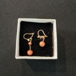 9CT GOLD AND CORAL EARRINGS