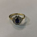 18CT GOLD DIAMOND SAPPHIRE RING