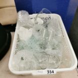 TUB LOT OF GLASSWARE