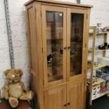 BLONDE OAK DISPLAY CABINET ORIGINALLY FROM OAK FURNITURE LAND