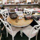 CIRCULAR DINING TABLE AND 4 CHAIRS ORIGINALLY FROM OAK FURNITURE LAND