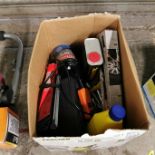 BOX LOT OF SPANNERS AND CAR EQUIPMENT