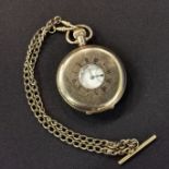 ANTIQUE GOLD PLATED HALF HUNTER POCKET WATCH