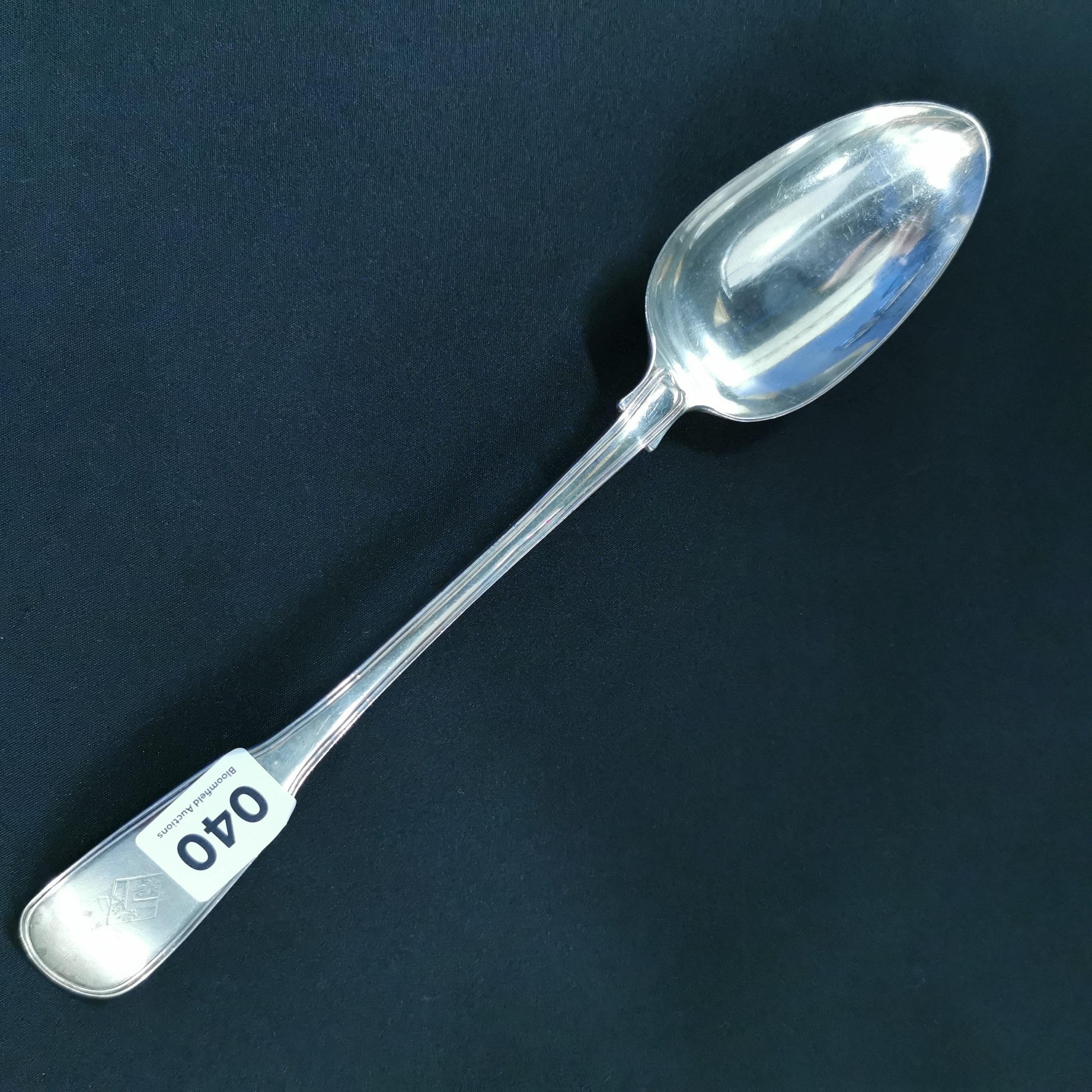 SILVER SERVING SPOON - LONDON POSSIBLY GEORGIAN/WILLIAM IV BY ROBERT HENNEL II APPROX 184 GRAMS