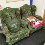 PAIR OF ANTIQUE WING BACK ARMCHAIRS