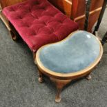 ANTIQUE CAB LEG STOOL AND 1 OTHER