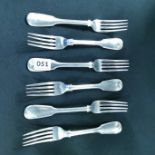 SET OF 6 SILVER FORKS - LONDON 1824/25 APPROX 538 GRAMS