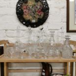 LARGE QUANTITY OF GEORGIAN AND OTHER DECANTERS, GLASSWARE