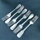 SET OF 6 IRISH SILVER FORKS - DUBLIN 1814 BY JAMES KEATING APPROX 417 GRAMS