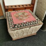 VICTORIAN TAPESTRY COVERED OTTOMAN