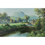 CHARLES MCAULEY - OIL ON BOARD - THE DALL RIVER, CUSHENDALL 29' X 18.5'