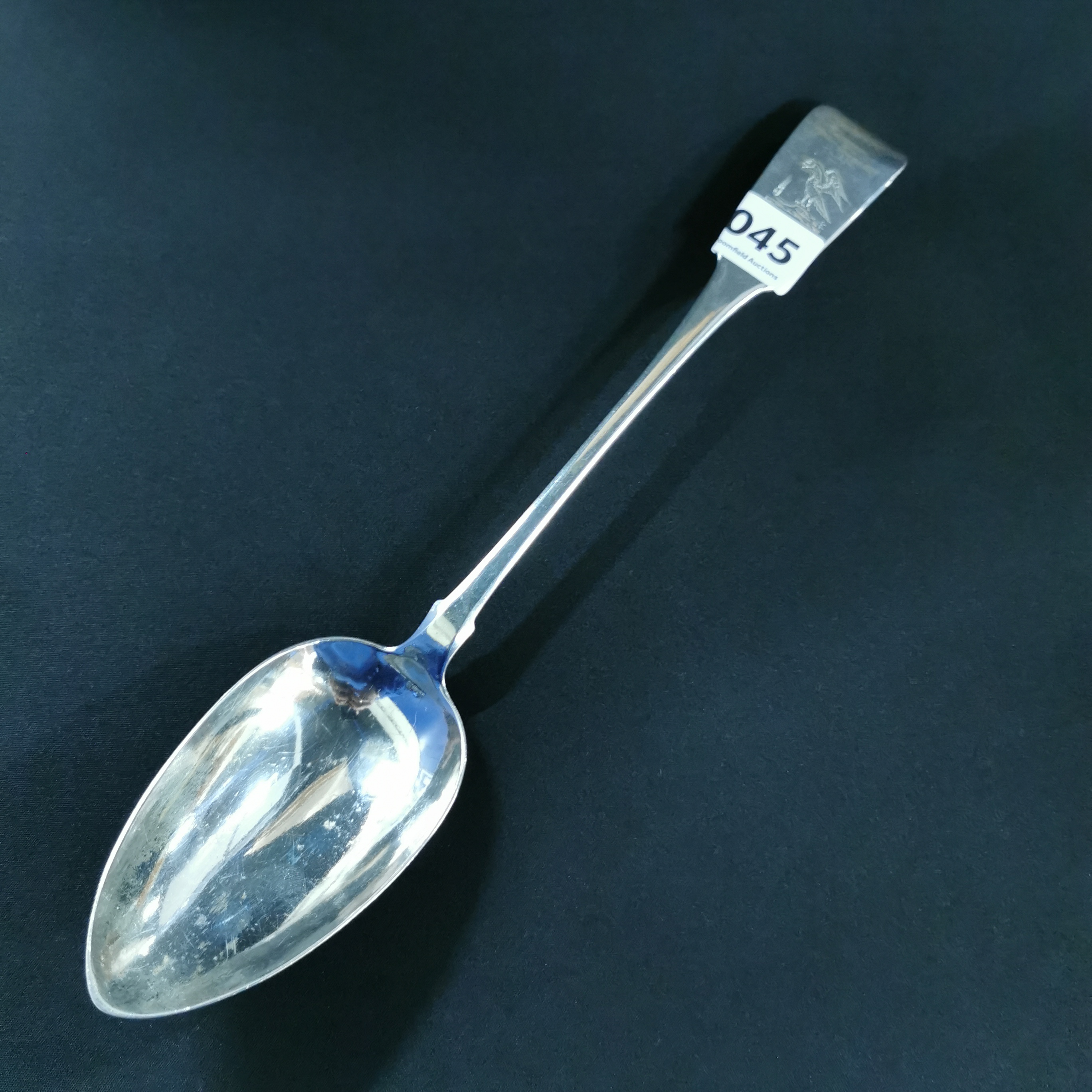 IRISH SILVER SERVING SPOON - DUBLIN 1812 BY JOHN PITTAR APPROX 142 GRAMS