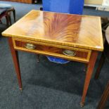 ANTIQUE CROSSBANDED SINGLE DRAWER TABLE