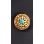 VICTORIAN GOLD (TESTS TO) AND TORQUOISE TARGET BROOCH