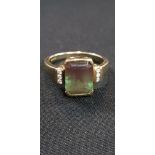 18CT GOLD DIAMOND AND APOLINE SET RING APPROX 4.1 GRAMS