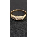 VICTORIAN GOLD AND 5 STONE DIAMOND RING (TESTS TO 9CT GOLD BUT COULD BE 18CT) HALLMARKS WORN