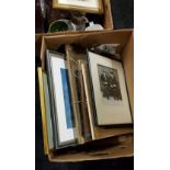 BOX LOT OF OLD PRINTS AND PAINTINGS