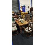 OAK DINING TABLE AND CHAIRS