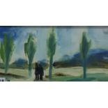 MARKEY ROBINSON - WATERCOLOUR - STROLL AMONGST THE TREES 13' X 7'