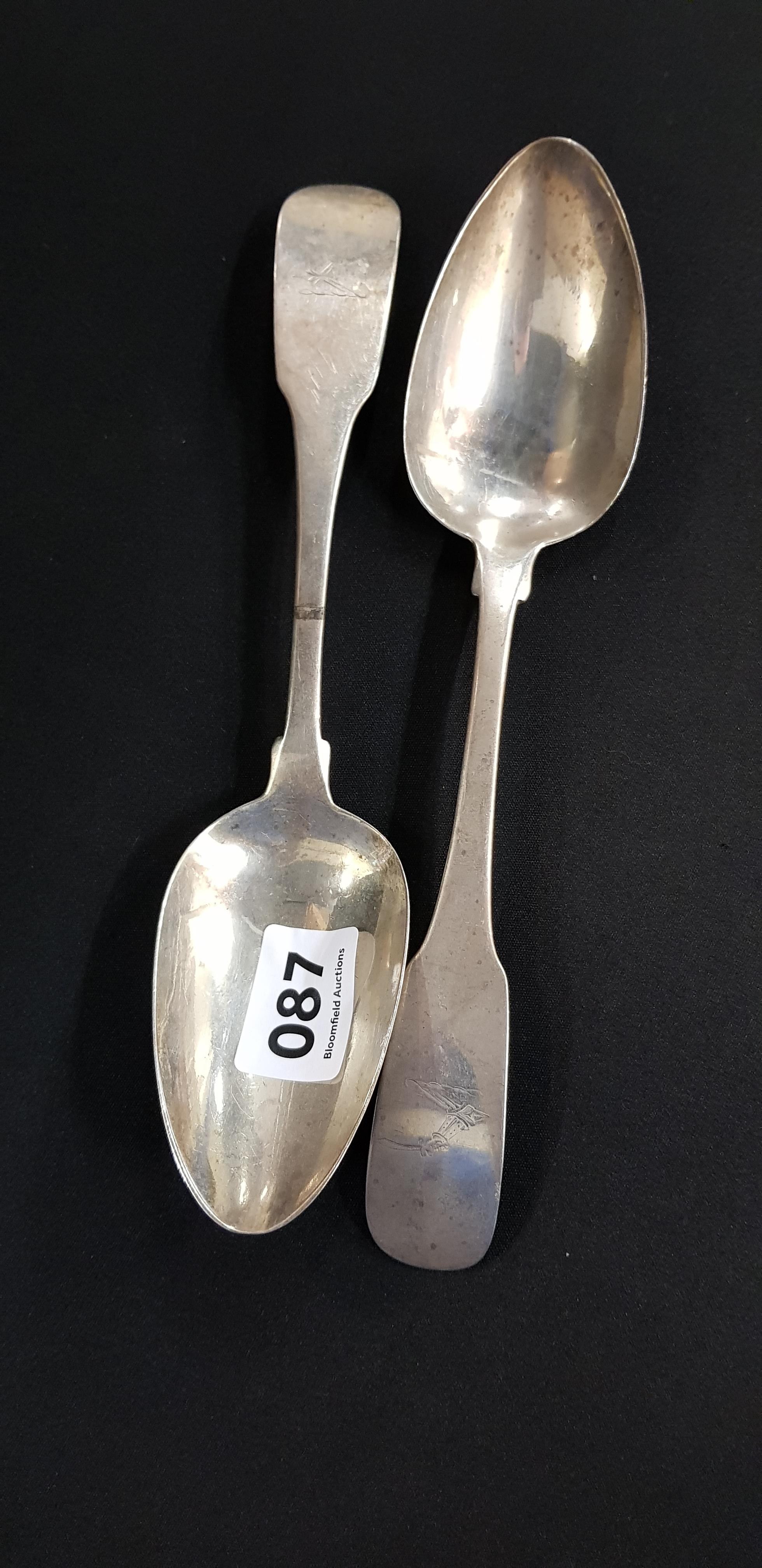 2 IRISH SILVER STUFFING SPOONS DUBLIN 1806 APPROX 144 GRAMS