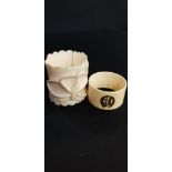 2 ANTIQUE IVORY NAPKIN RINGS