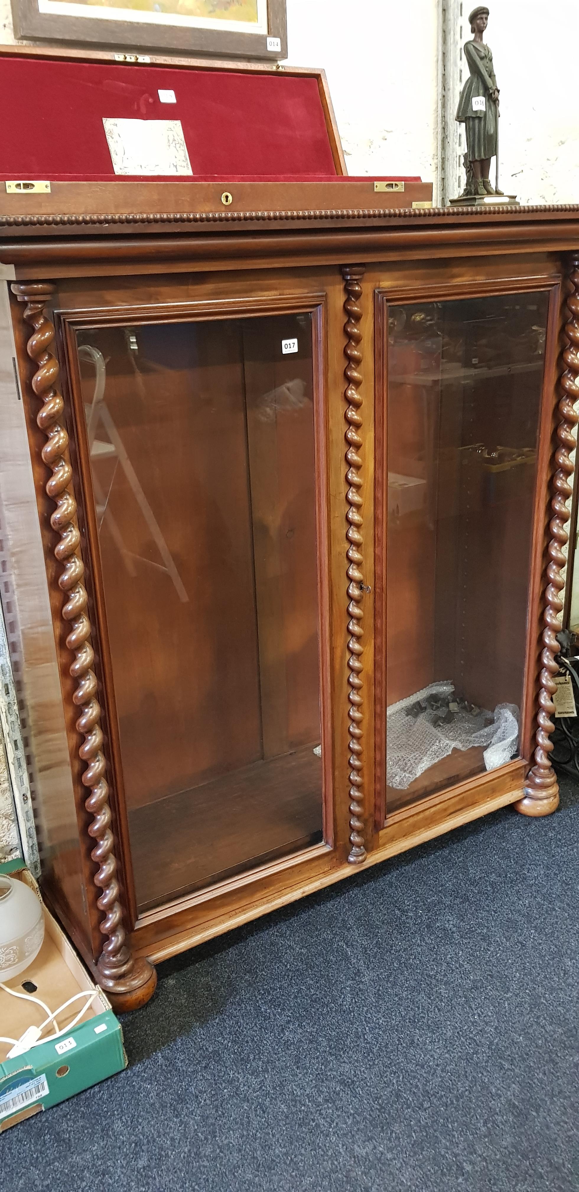 VICTORIAN GLASS DOUBLE DOOR BOOKCASE