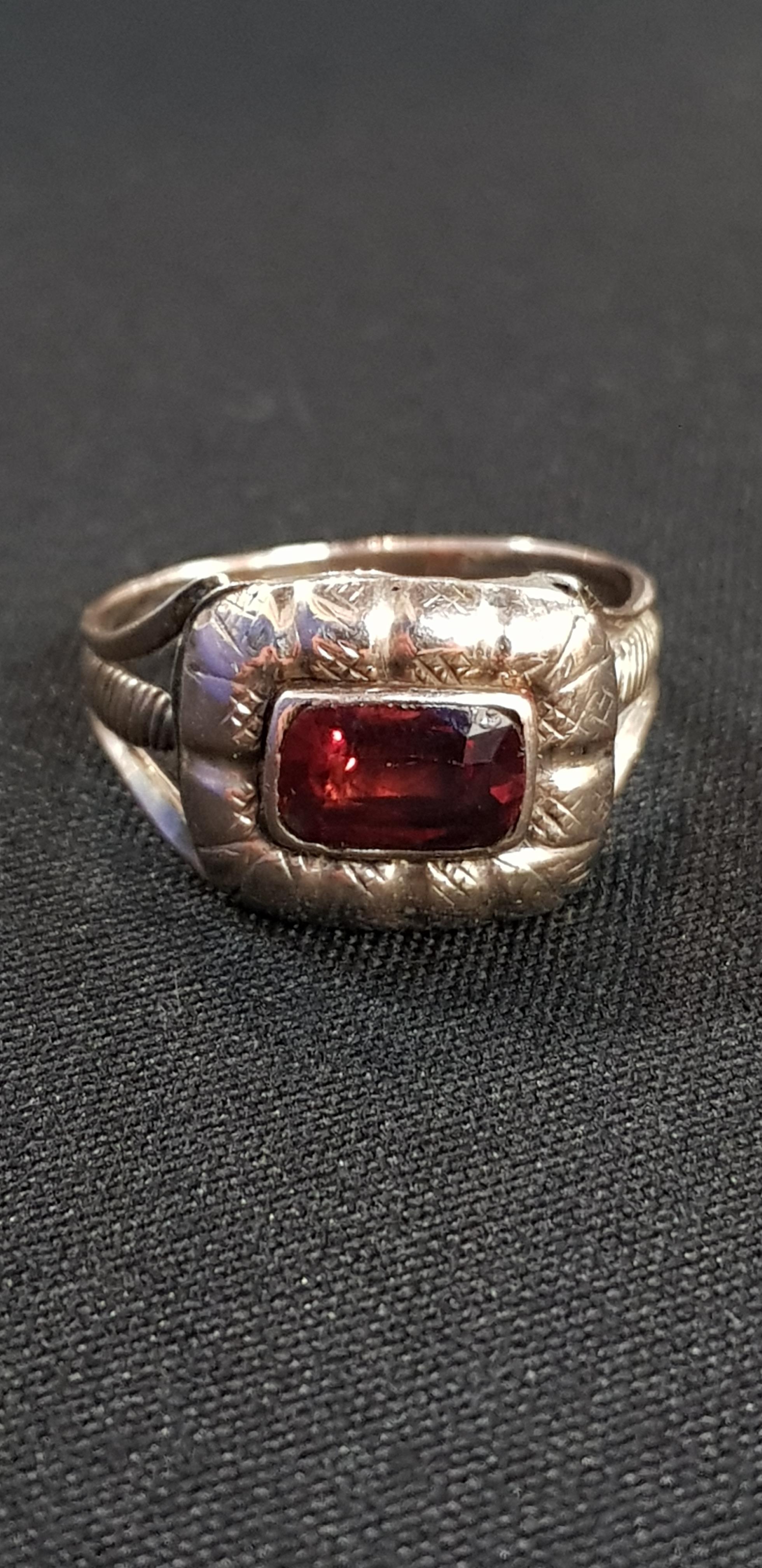 GEORGIAN GOLD AND RUBY RING (REPAIRED)
