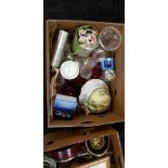 BOX LOT TO INCLUDE CRYSTAL AND COLOURED GLASS