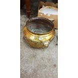 LARGE BRASS PLANTER WITH LIONS HEAD