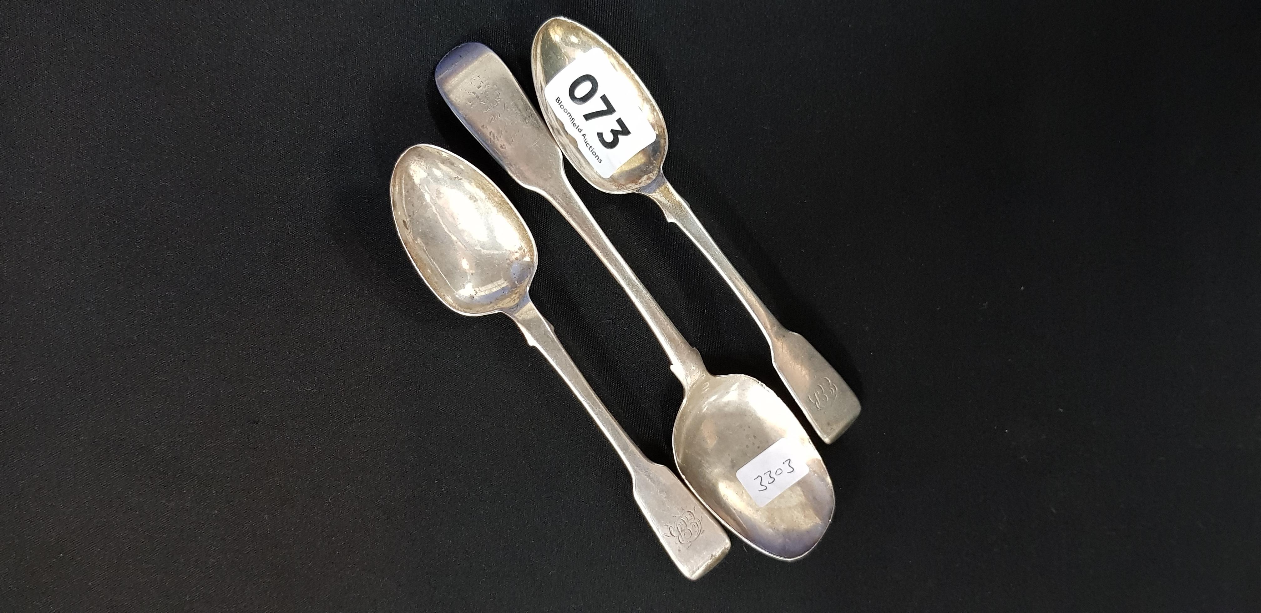 3 IRISH SILVER SPOONS DUBLIN APPROX 84 GRAMS