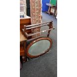 TOWEL RAIL, OVAL MIRROR AND RUG