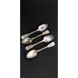 SET OF 4 SILVER RAT-TAILED TEASPOONS DUBLIN APPROX 81 GRAMS