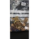 BAG OF MILITARY BADGES AND BUTTONS