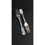 2 IRISH SILVER FORKS DUBLIN 1827/28 APPROX 82 GRAMS BY JAMES LE BASS