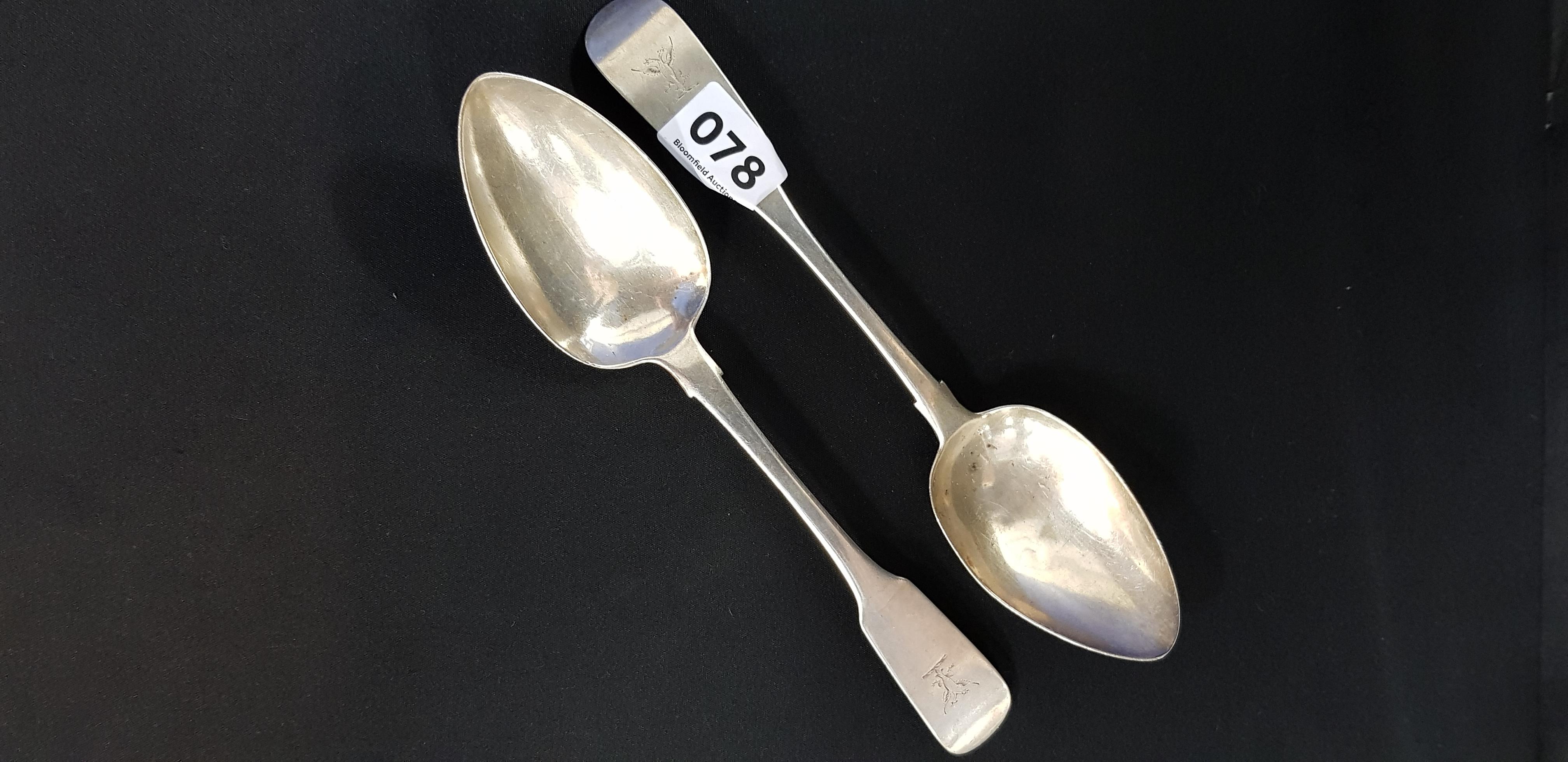 2 IRISH SILVER STUFFING SPOONS DUBLIN 1813 APPROX 140 GRAMS