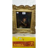 18TH CENTURY GILT FRAMED OIL ON METAL